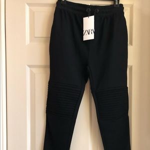 Zara Mens Jogging Pants with faux leather stripes